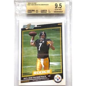 Ben Roethlisberger 2004 Score Rookie Card #381- Beckett Grading Gem Mint 9.5!
